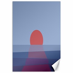 Sunrise Purple Orange Water Waves Canvas 12  X 18   by Alisyart