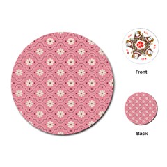 Pink Flower Floral Playing Cards (round)  by Alisyart