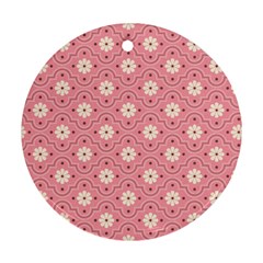 Pink Flower Floral Round Ornament (two Sides) by Alisyart