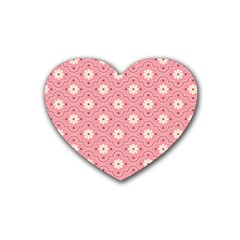 Pink Flower Floral Heart Coaster (4 Pack)  by Alisyart