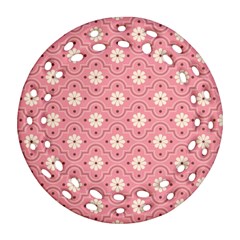 Pink Flower Floral Round Filigree Ornament (two Sides) by Alisyart