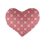 Pink Flower Floral Standard 16  Premium Heart Shape Cushions Back