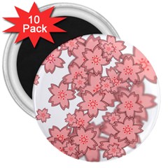 Flower Floral Pink 3  Magnets (10 Pack)  by Alisyart