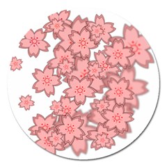 Flower Floral Pink Magnet 5  (round)