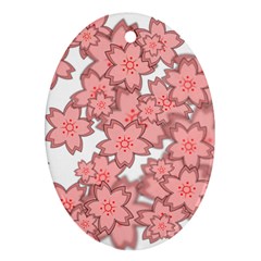 Flower Floral Pink Oval Ornament (two Sides) by Alisyart