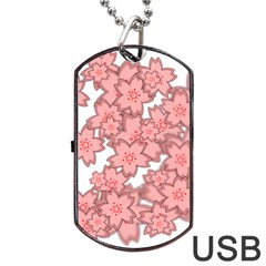 Flower Floral Pink Dog Tag Usb Flash (two Sides)