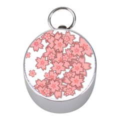 Flower Floral Pink Mini Silver Compasses by Alisyart