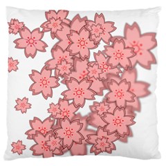 Flower Floral Pink Large Flano Cushion Case (one Side) by Alisyart