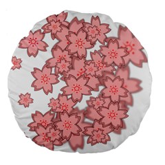 Flower Floral Pink Large 18  Premium Flano Round Cushions by Alisyart