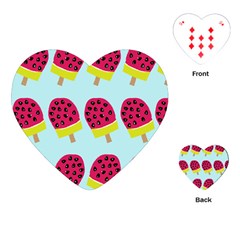 Watermelonn Red Yellow Blue Fruit Ice Playing Cards (heart)  by Alisyart