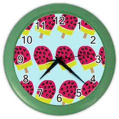 Watermelonn Red Yellow Blue Fruit Ice Color Wall Clocks