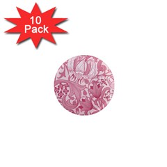 Vintage Style Floral Flower Pink 1  Mini Magnet (10 Pack)  by Alisyart