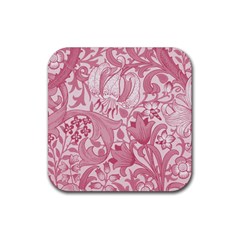Vintage Style Floral Flower Pink Rubber Coaster (square) 