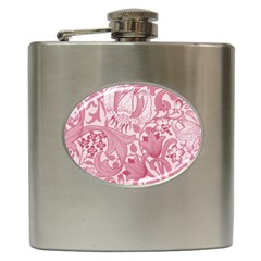 Vintage Style Floral Flower Pink Hip Flask (6 Oz)