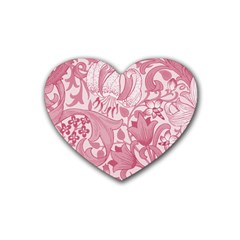 Vintage Style Floral Flower Pink Heart Coaster (4 Pack) 