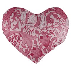 Vintage Style Floral Flower Pink Large 19  Premium Heart Shape Cushions by Alisyart