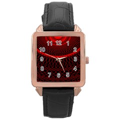 Red Spiral Featured Rose Gold Leather Watch 