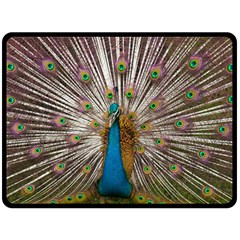 Indian Peacock Plumage Fleece Blanket (large)  by Simbadda