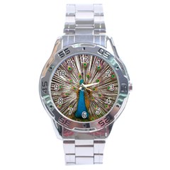 Indian Peacock Plumage Stainless Steel Analogue Watch by Simbadda