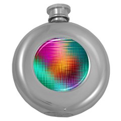 Colourful Weave Background Round Hip Flask (5 Oz)