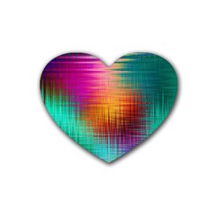 Colourful Weave Background Rubber Coaster (heart)  by Simbadda