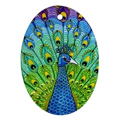 Peacock Bird Animation Ornament (oval) by Simbadda