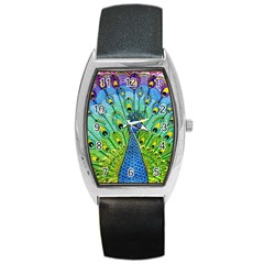 Peacock Bird Animation Barrel Style Metal Watch by Simbadda