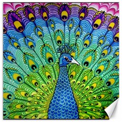 Peacock Bird Animation Canvas 12  X 12   by Simbadda