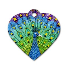 Peacock Bird Animation Dog Tag Heart (one Side) by Simbadda