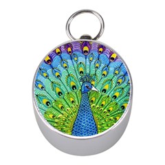 Peacock Bird Animation Mini Silver Compasses by Simbadda