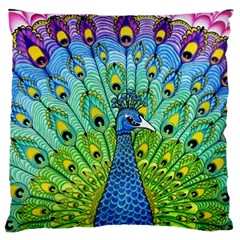 Peacock Bird Animation Large Flano Cushion Case (two Sides) by Simbadda