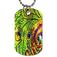 Peacock Feathers Dog Tag (one Side) by Simbadda