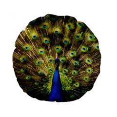 Peacock Bird Standard 15  Premium Flano Round Cushions by Simbadda