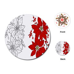 Poinsettia Flower Coloring Page Playing Cards (round)  by Simbadda