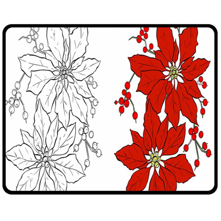 Poinsettia Flower Coloring Page Double Sided Fleece Blanket (Medium) 