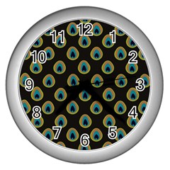 Peacock Inspired Background Wall Clocks (silver)  by Simbadda