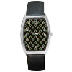 Peacock Inspired Background Barrel Style Metal Watch by Simbadda