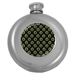 Peacock Inspired Background Round Hip Flask (5 Oz)