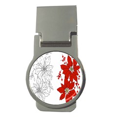 Poinsettia Flower Coloring Page Money Clips (Round) 