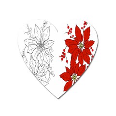 Poinsettia Flower Coloring Page Heart Magnet