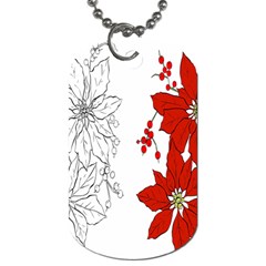Poinsettia Flower Coloring Page Dog Tag (One Side)