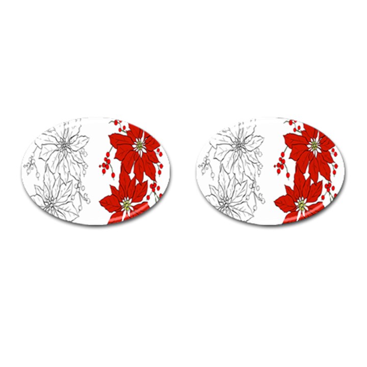 Poinsettia Flower Coloring Page Cufflinks (Oval)