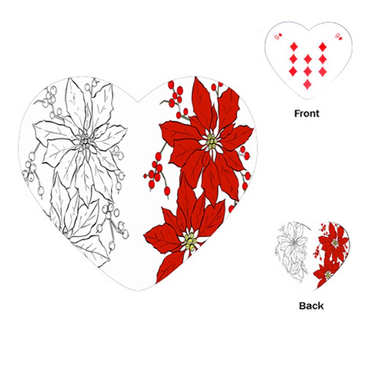 Poinsettia Flower Coloring Page Playing Cards (Heart) 