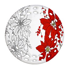 Poinsettia Flower Coloring Page Round Filigree Ornament (Two Sides)