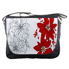 Poinsettia Flower Coloring Page Messenger Bags