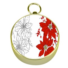 Poinsettia Flower Coloring Page Gold Compasses