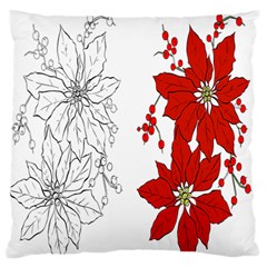 Poinsettia Flower Coloring Page Large Flano Cushion Case (Two Sides)