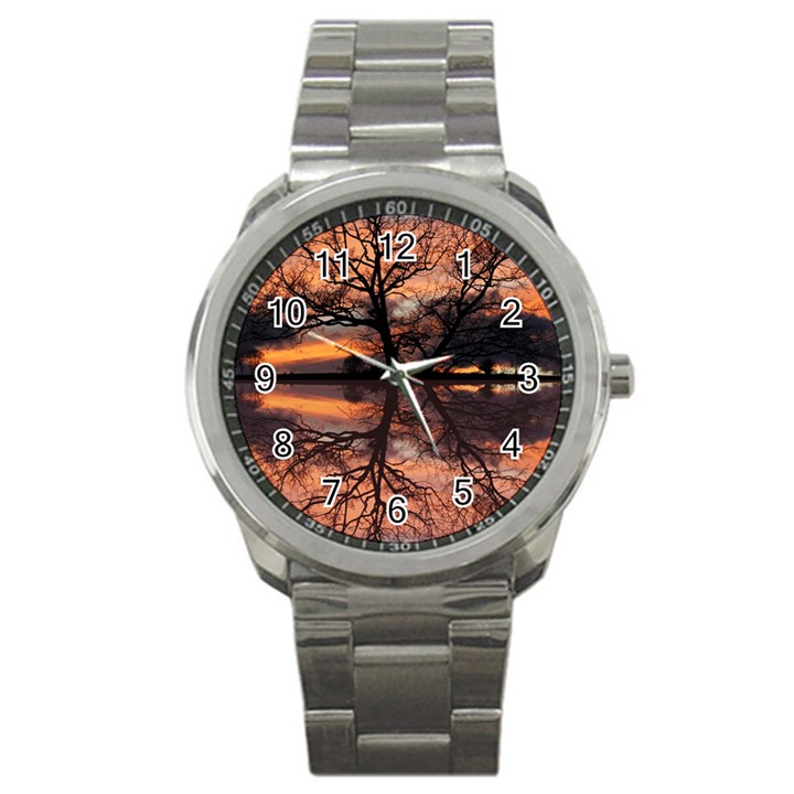 Aurora Sunset Sun Landscape Sport Metal Watch