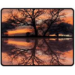 Aurora Sunset Sun Landscape Double Sided Fleece Blanket (medium)  by Simbadda