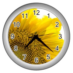 Plant Nature Leaf Flower Season Wall Clocks (silver) 